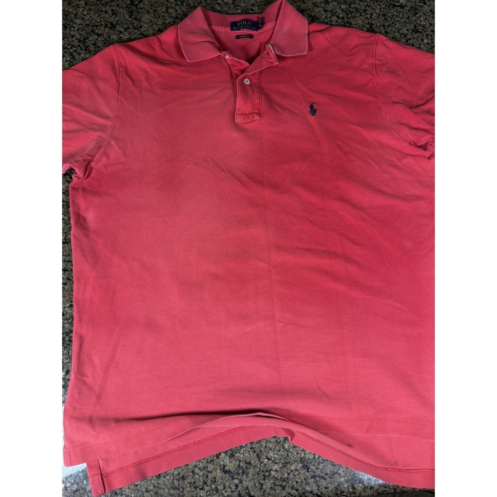 Ralph Lauren Men Red Short Sleeve Polo Shirt Size Large flaw 0219